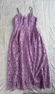 ASTR The Label Crochet A-Line Midi M Boho Fairycore Pastel Lined Coquette Dress